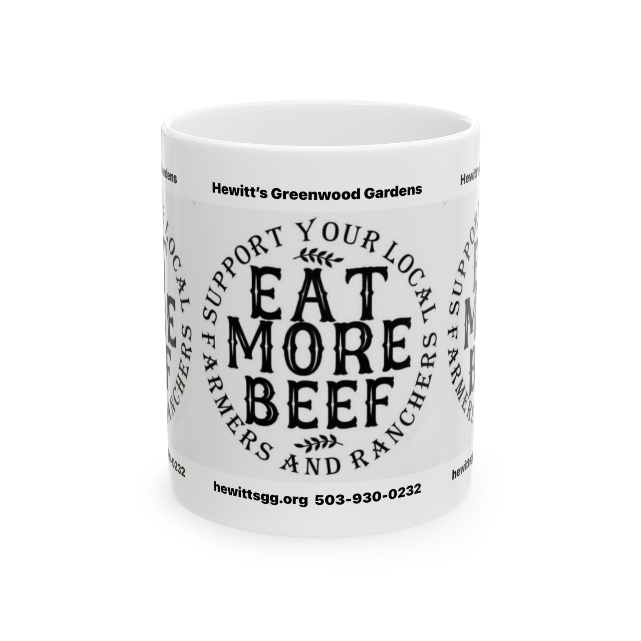 Eat More Beef Ceramic Mug — Support Local Farmers Coffee Cup (11oz/15oz)