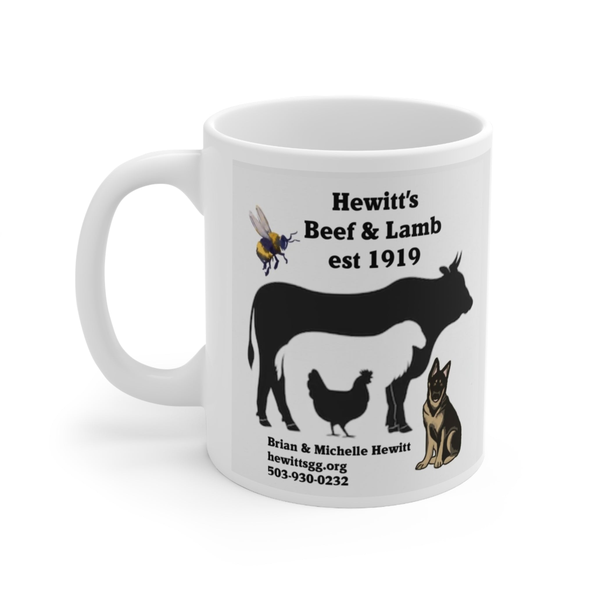 Hewitt’s Beef & Lamb Farm Logo Ceramic Coffee Mug (11oz & 15oz)
