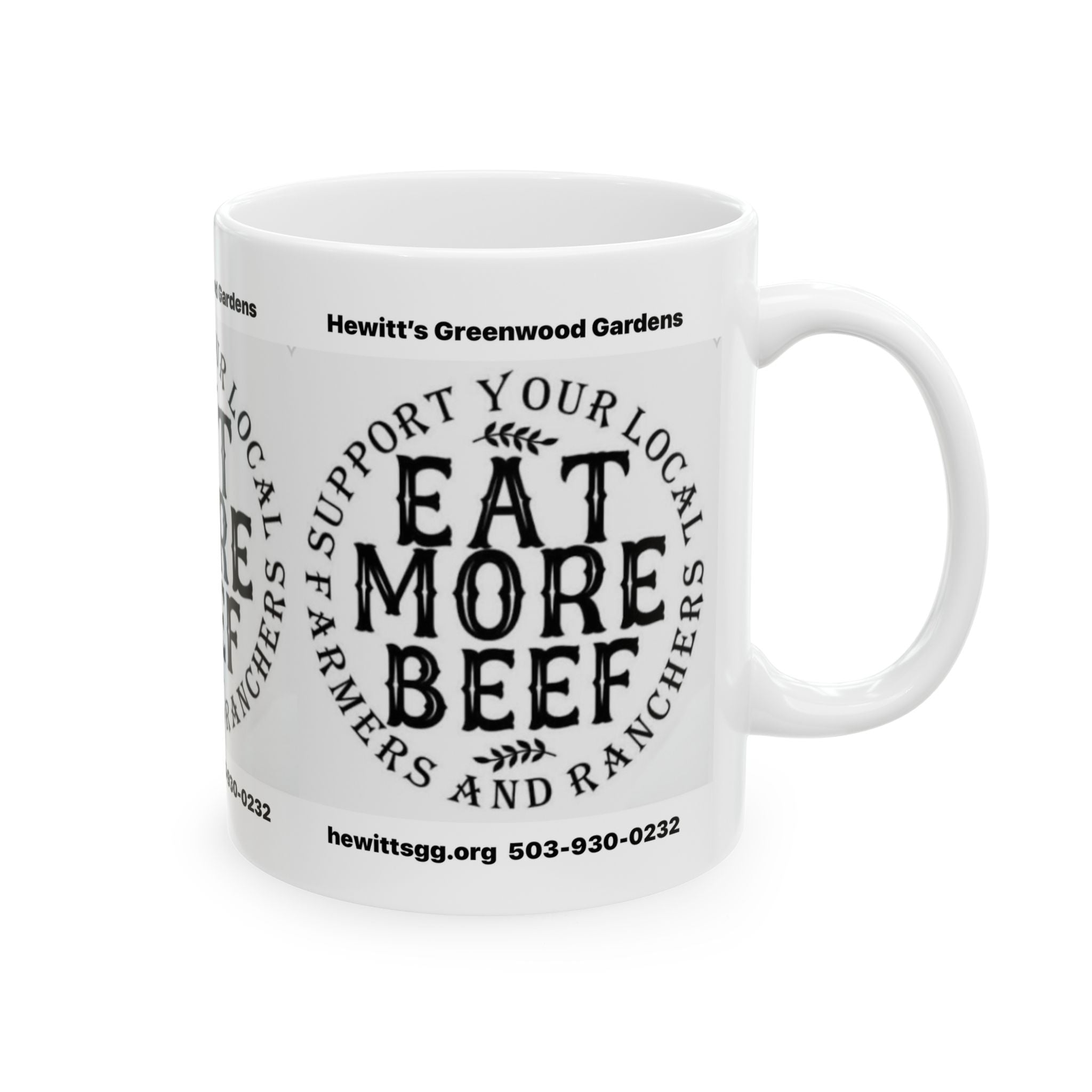 Eat More Beef Ceramic Mug — Support Local Farmers Coffee Cup (11oz/15oz)